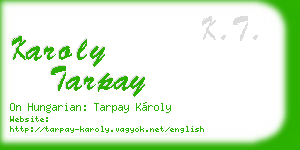karoly tarpay business card